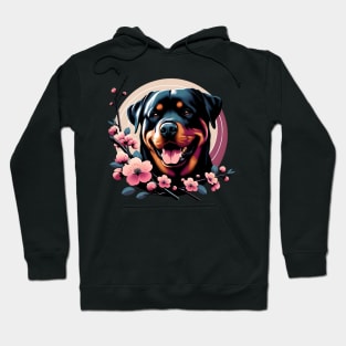 Rottweiler Enjoys Spring Amid Cherry Blossoms Hoodie